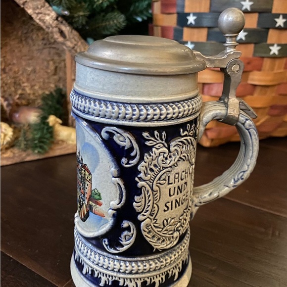 Vintage Ceramic Nurnberg Western Germany Beer/Stein Sei Guter Dinge 14 OZ W/Lid - Picture 9 of 12